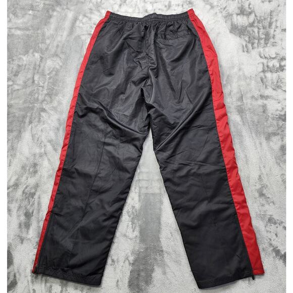 Vintage 90s Starter Pant Mens M Black Red Striped Windbreaker Trackpants Zip Hem - Picture 3 of 13
